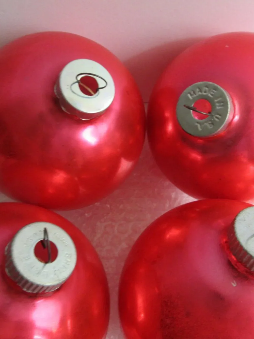 4 Shiny Brite Glass Ornaments Large (3